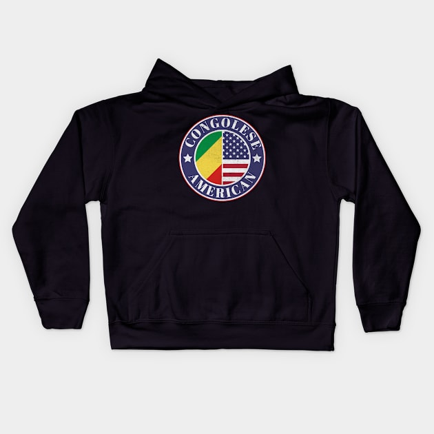 Proud Congolese-American Badge - Congo, Republic of the Flag Kids Hoodie by Yesteeyear